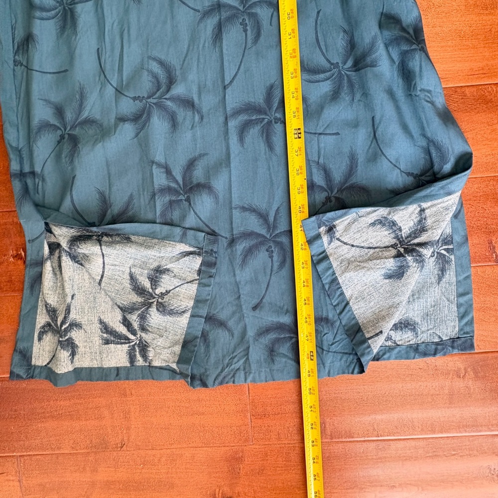 Paradise Found Teal Blue Palm Tree Print Rayon Maxi Dress Made in Hawaii Large - Picture 8 of 9